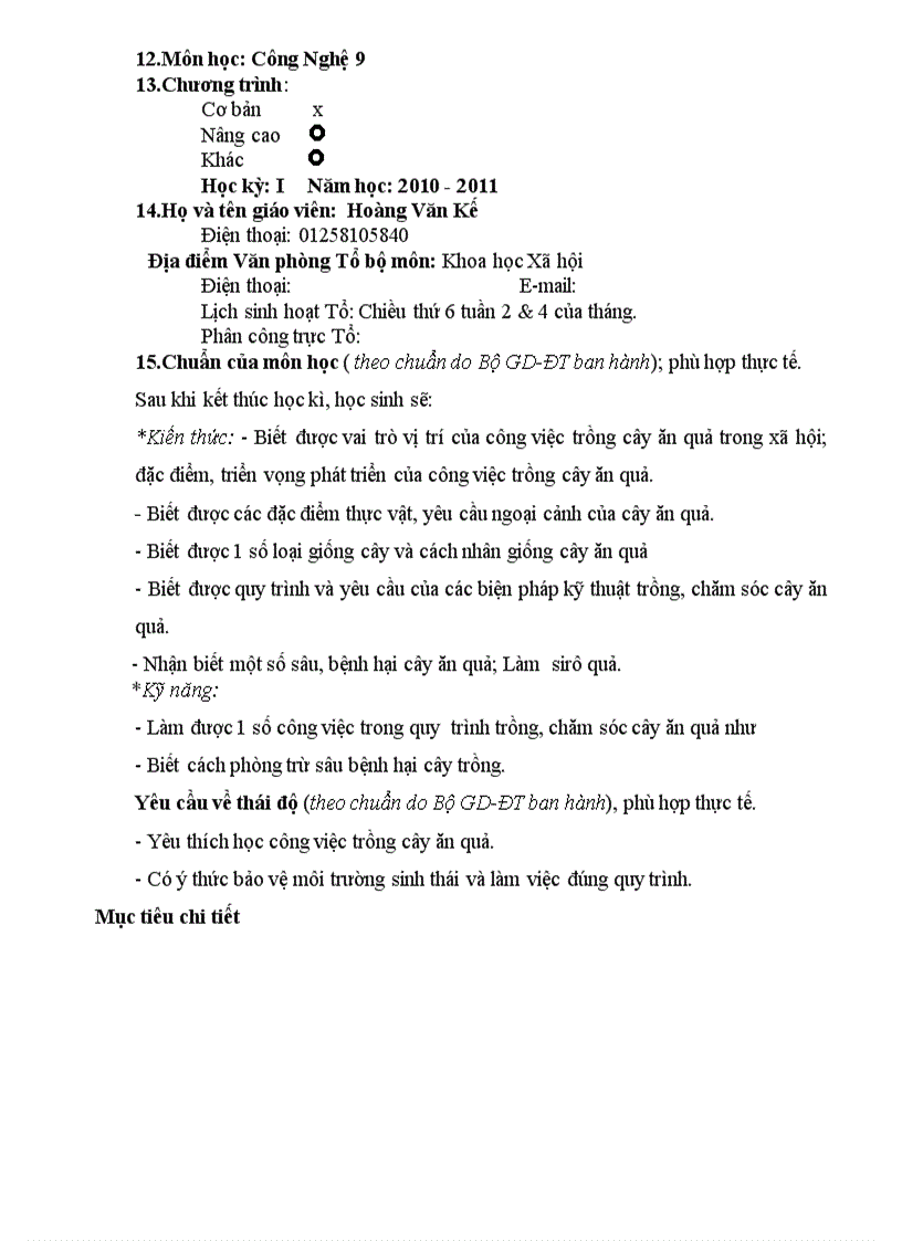 image for page Kế hoạch dạy học các môn thcs cả năm