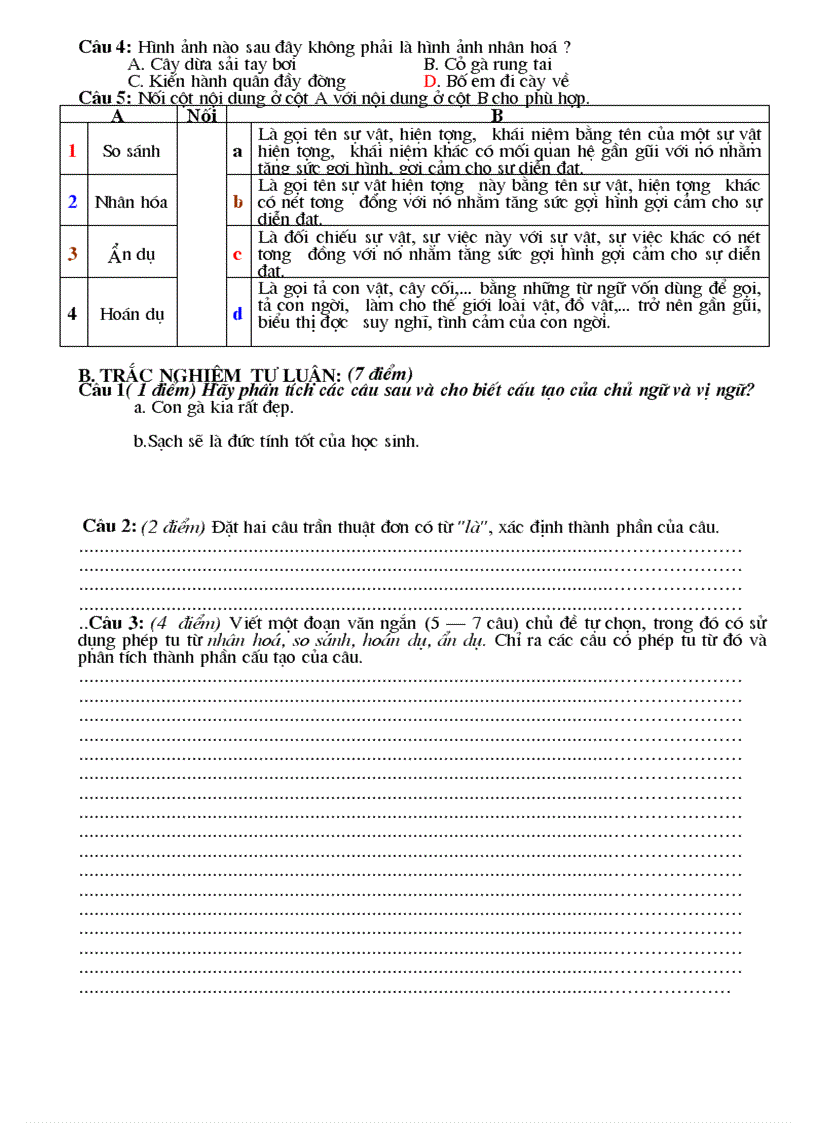 image for page Kiểm tra 1 tiết Tiếng Việt 6 tiết 115