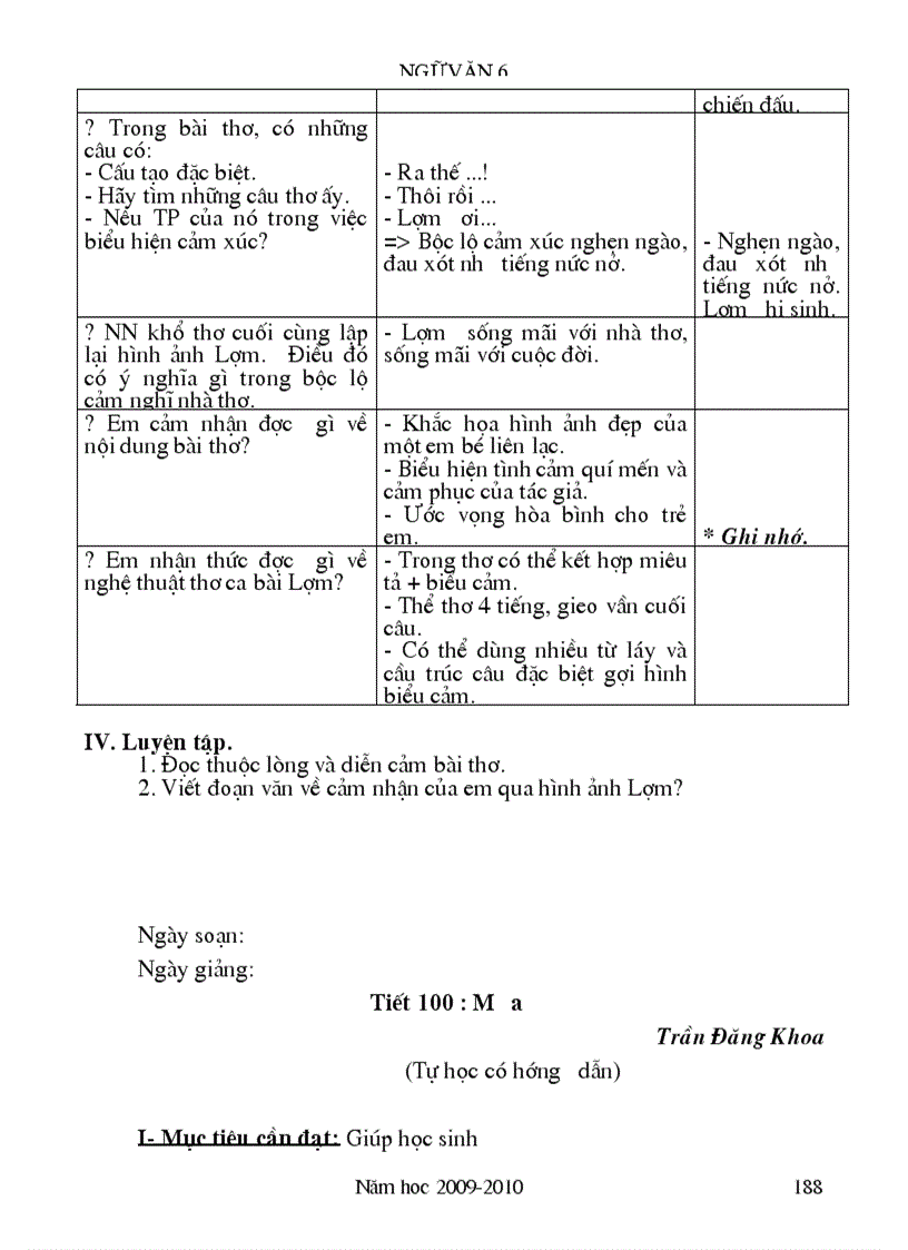image for page Ngữ văn 6 năm học 2009 2010