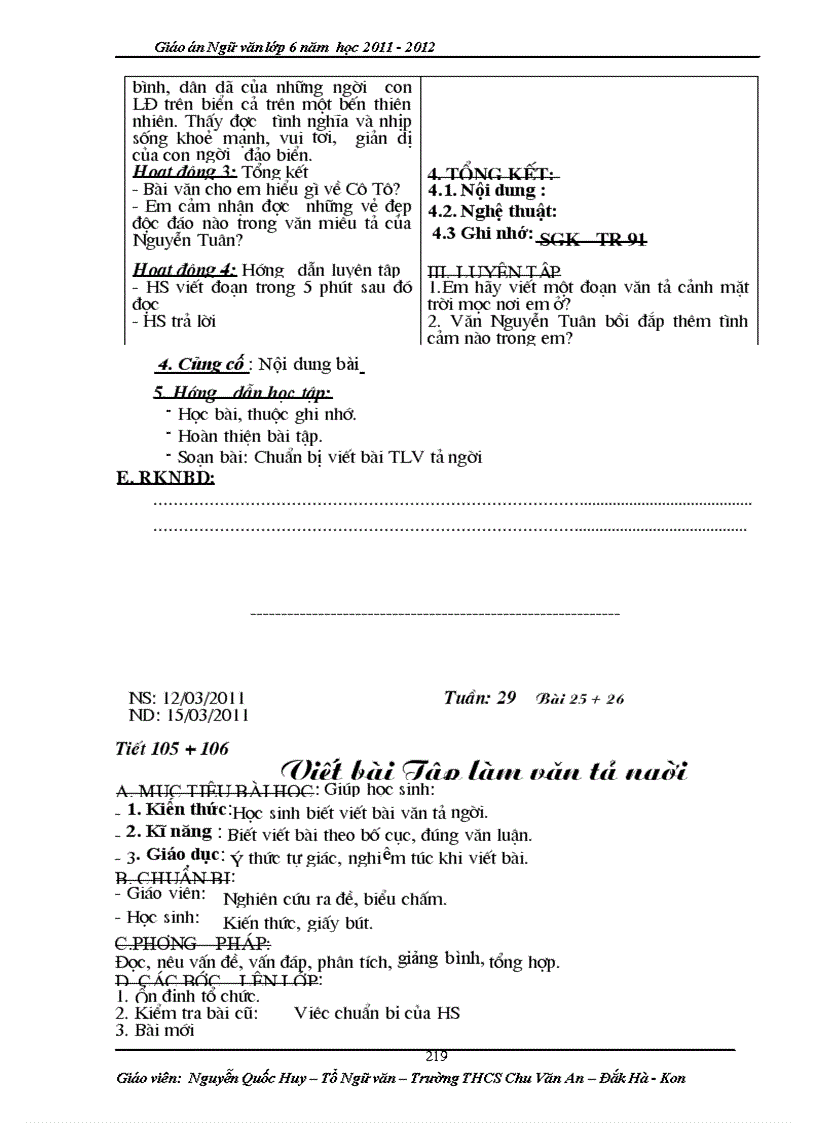 image for page Nguyễn quôc huy gv ngu van chu van an dak ha kon tum giao an ngu van 6 co ky nang song