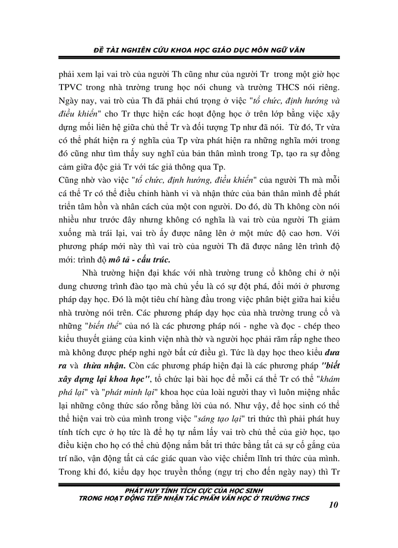 image for page Phát huy tính tích cực của học sinh trong tiếp nhận tpvh