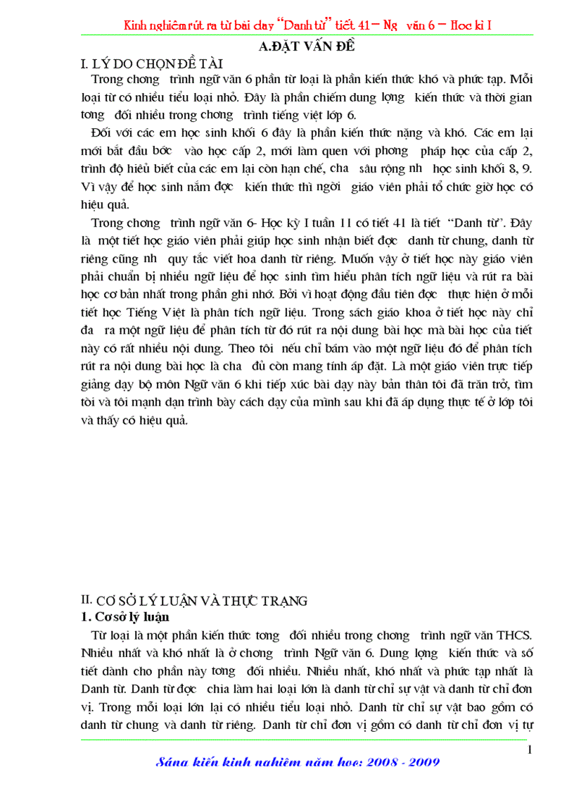 image for page Skkn văn 6 kn dạy bài danh từ