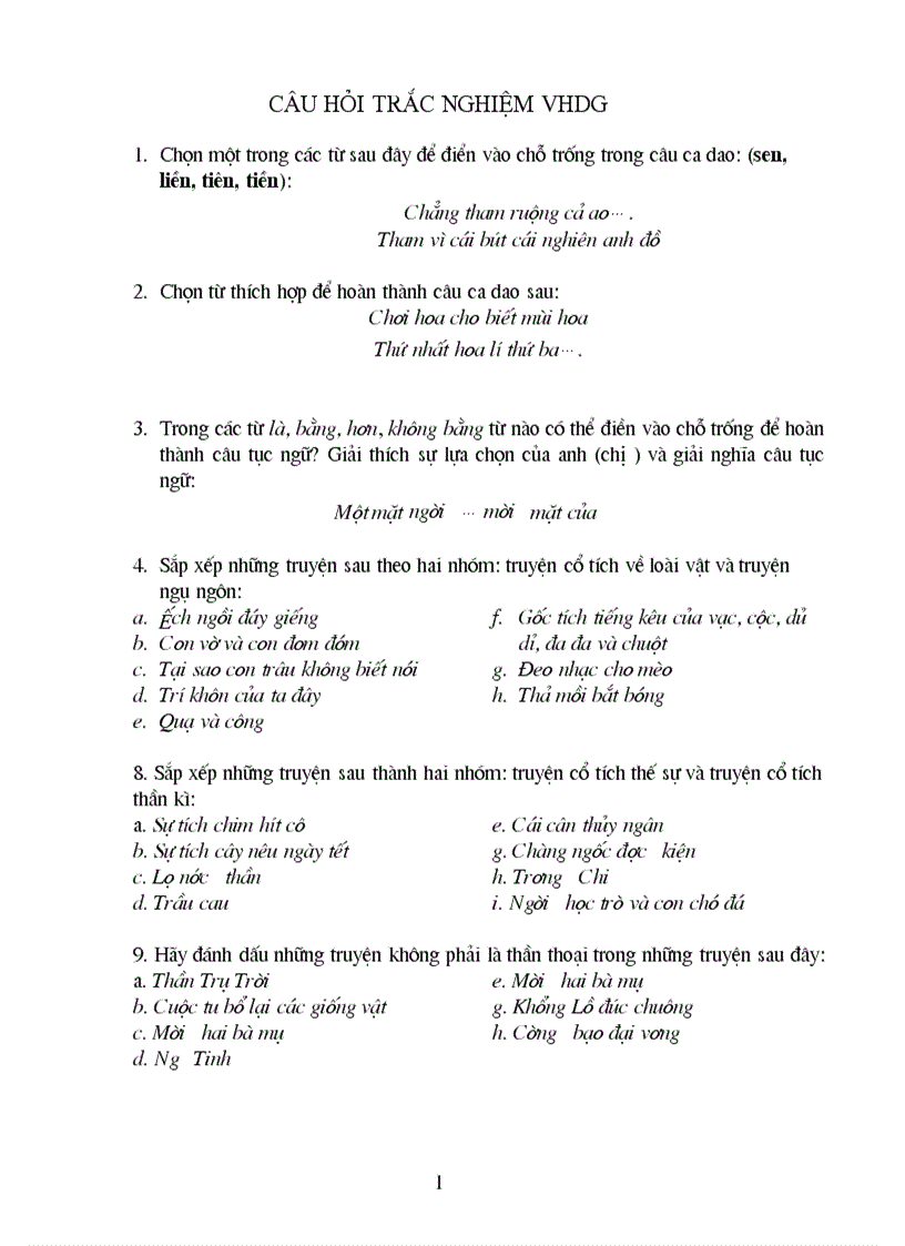 image for page Trắc nghiệm VHDG