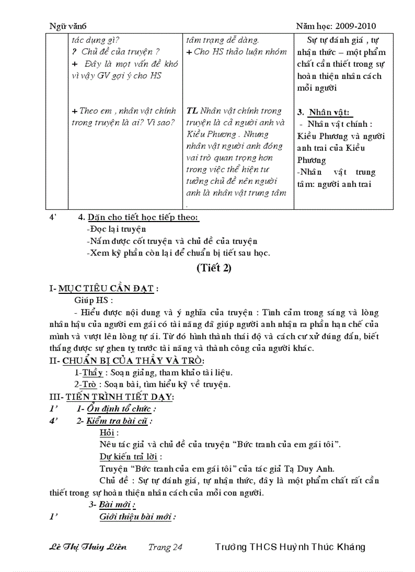 image for page Văn 6 4 cột hkii đầy đủ