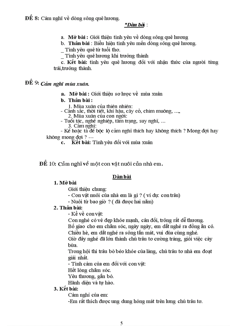 image for page 1 số bài làm văn biểu cảm 7