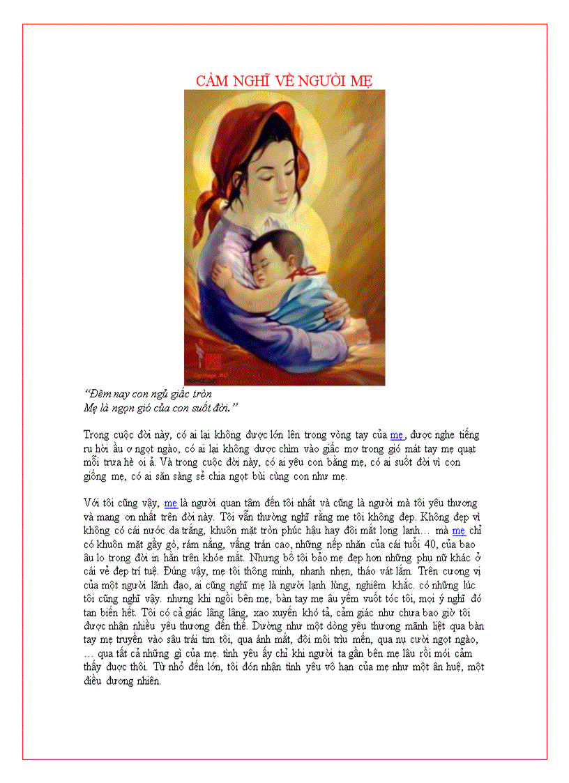 image for page Cảm nghĩ về người mẹ
