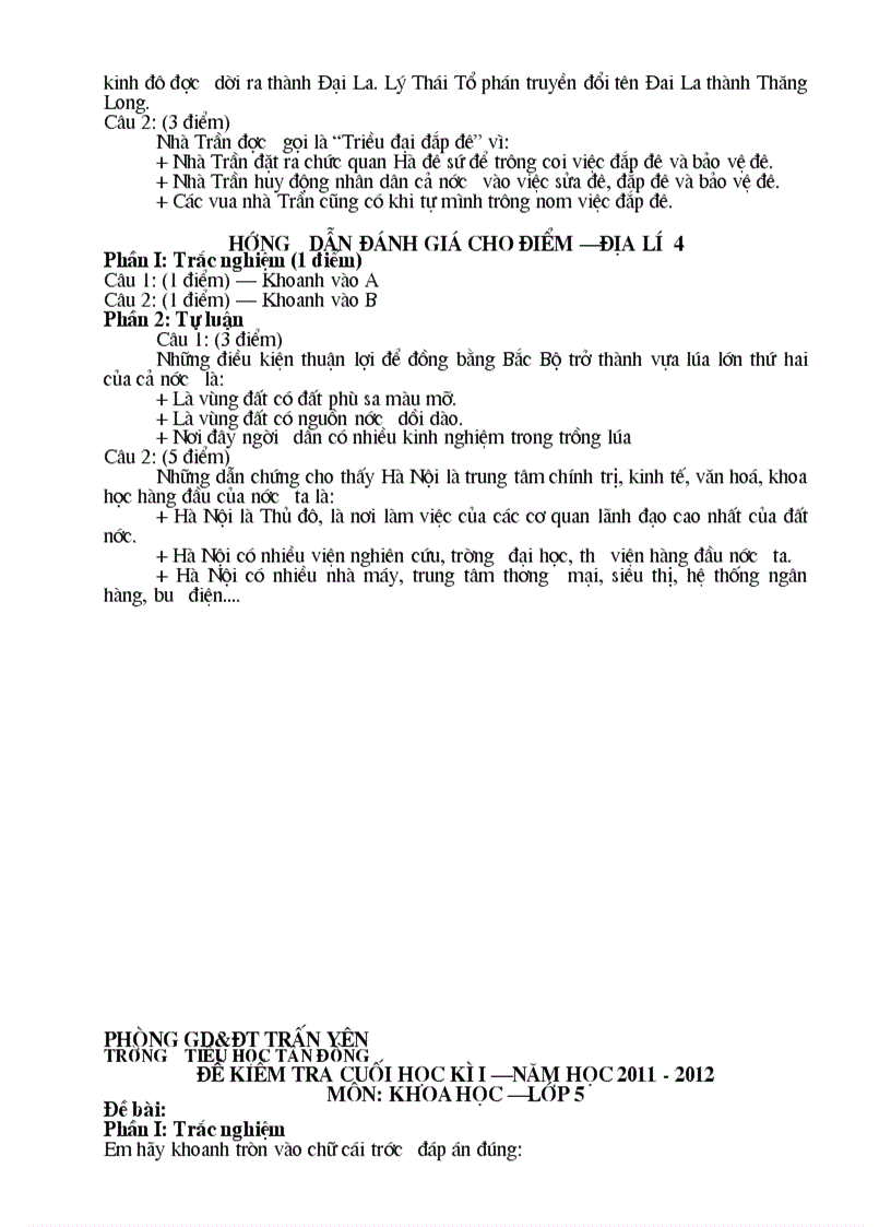 image for page Đề kiểm tra cuối học kì I tiểu học