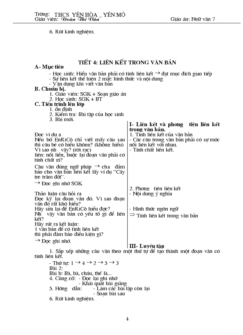 GA ngữ văn7 kỳ 1 năm học 2011 2012