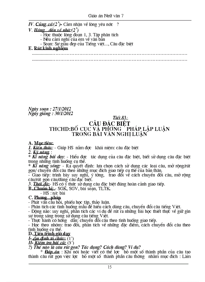 image for page Giáo án Ngữ văn 7 HK 2 có kĩ năng sống