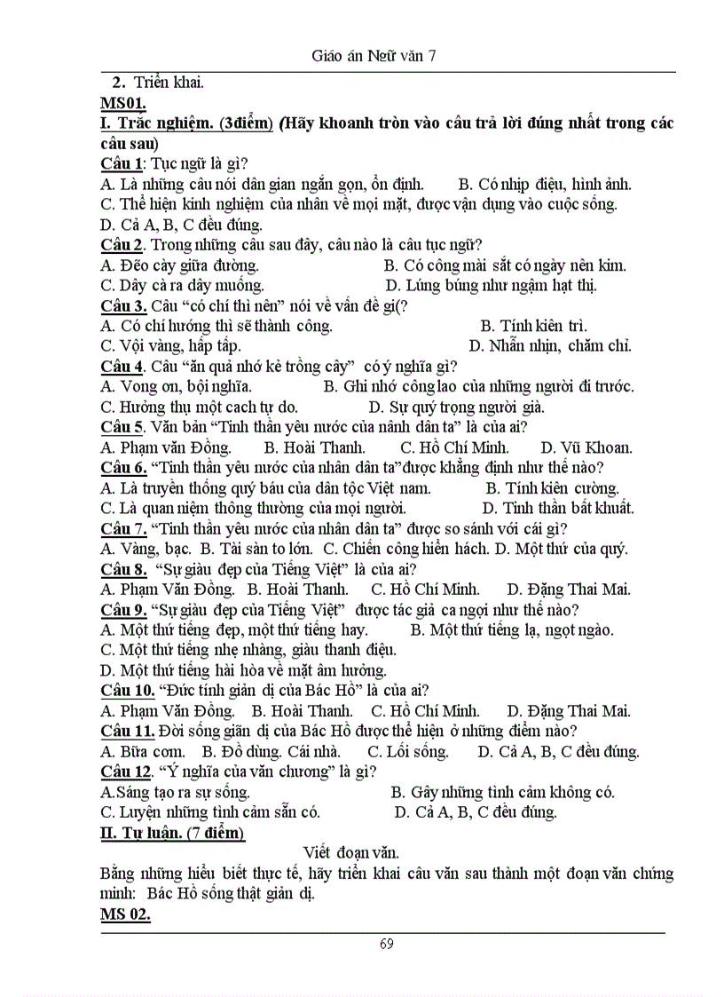 image for page Giáo án Ngữ văn 7 HK 2 có kĩ năng sống