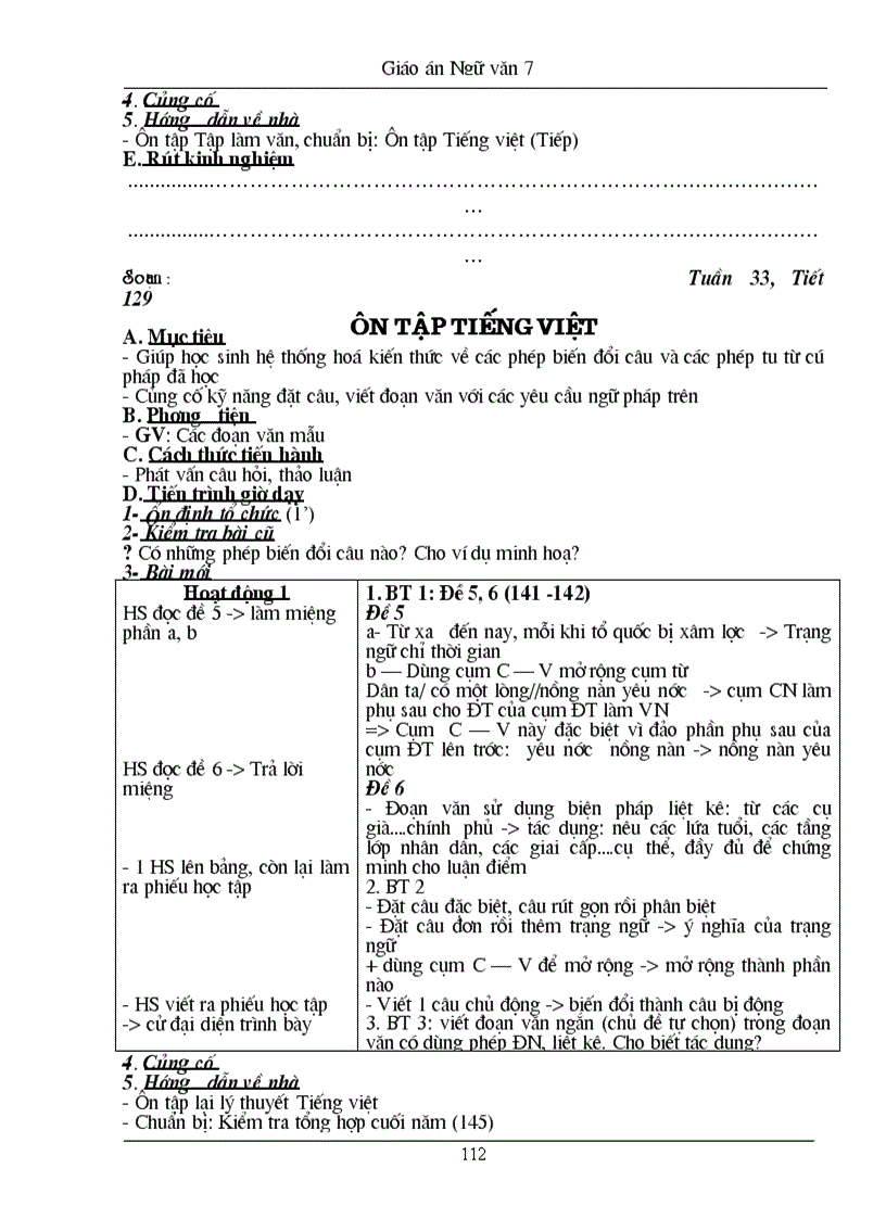 image for page Giáo án Ngữ văn 7 HK 2 có kĩ năng sống