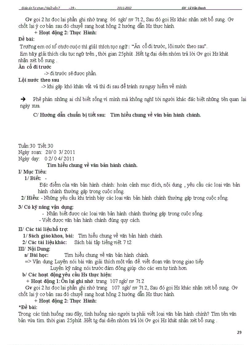 image for page Giáo án tự chọn 2011 2012