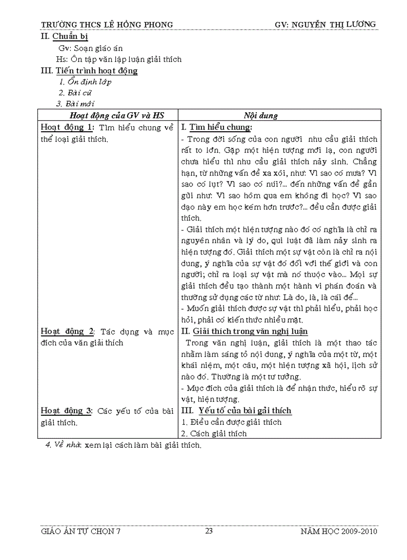 image for page Giáo án tự chọn ngữ văn 7 kì 2