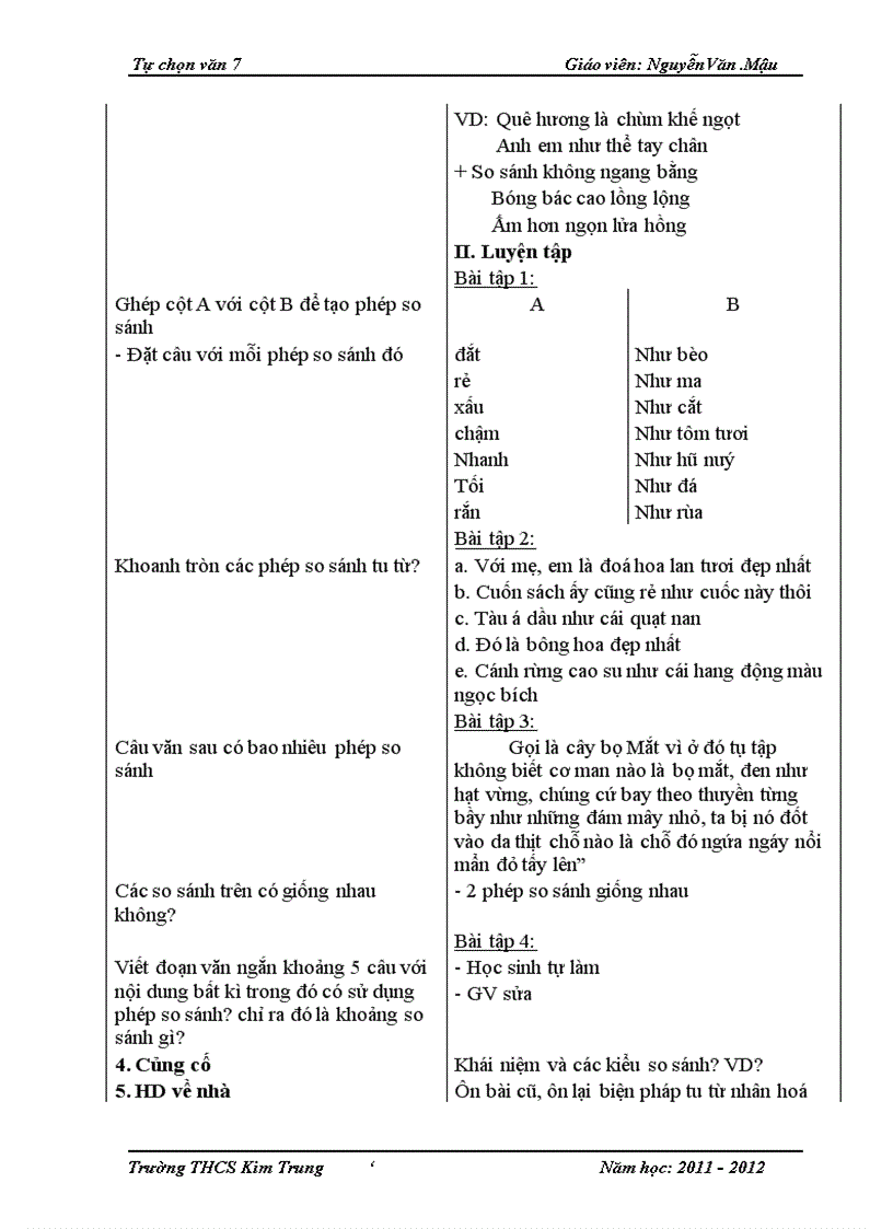 image for page Giáo án tự chọn Ngữ văn 7