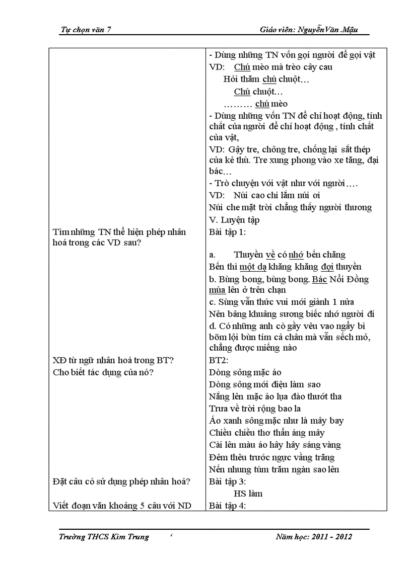 image for page Giáo án tự chọn Ngữ văn 7