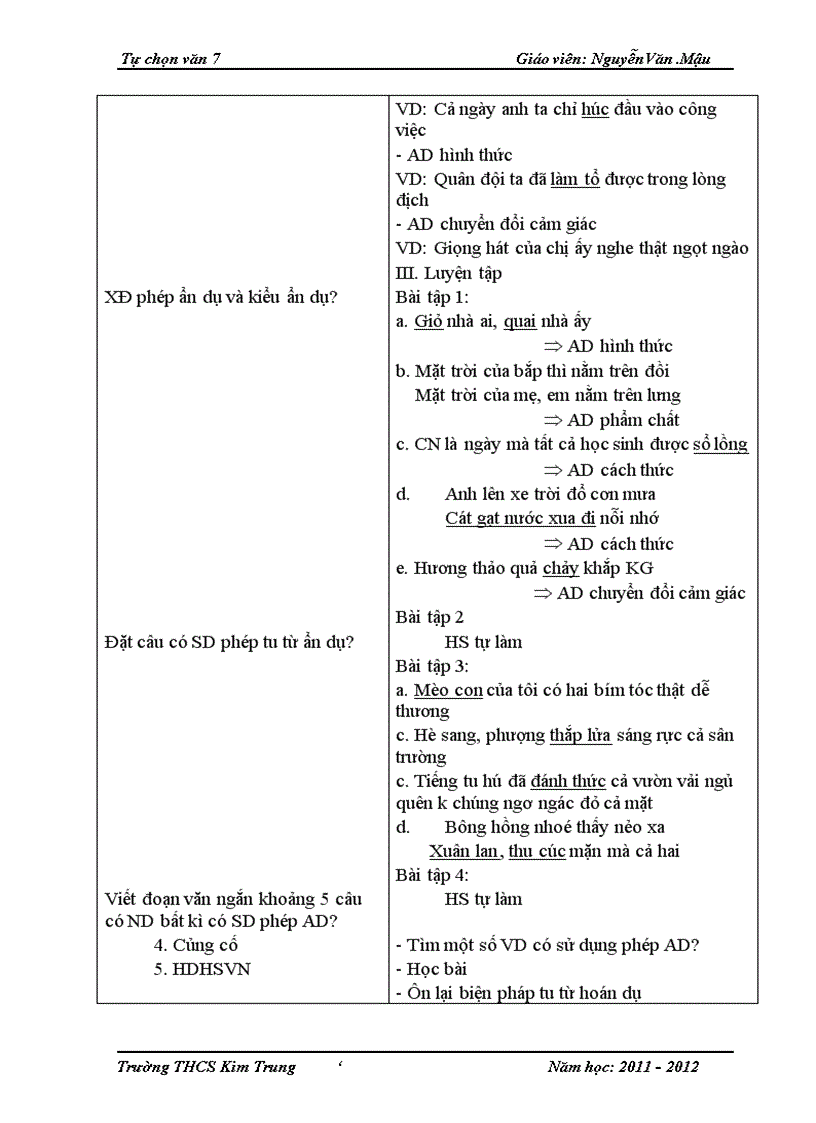 image for page Giáo án tự chọn Ngữ văn 7