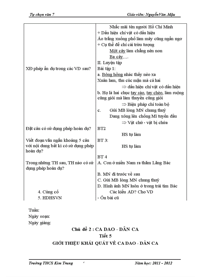 image for page Giáo án tự chọn Ngữ văn 7
