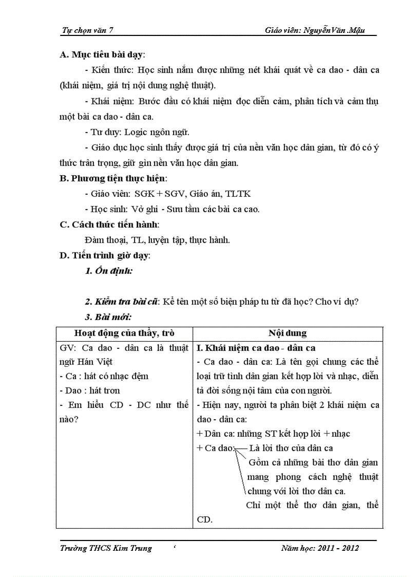 image for page Giáo án tự chọn Ngữ văn 7