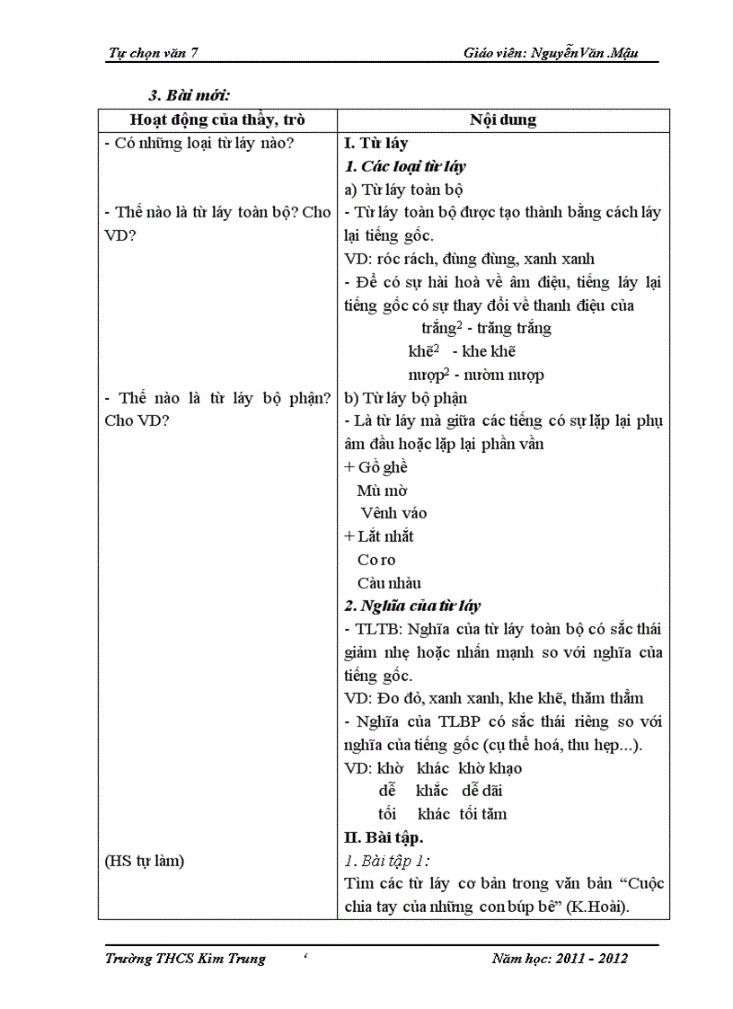 image for page Giáo án tự chọn Ngữ văn 7