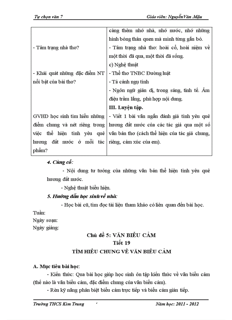 image for page Giáo án tự chọn Ngữ văn 7