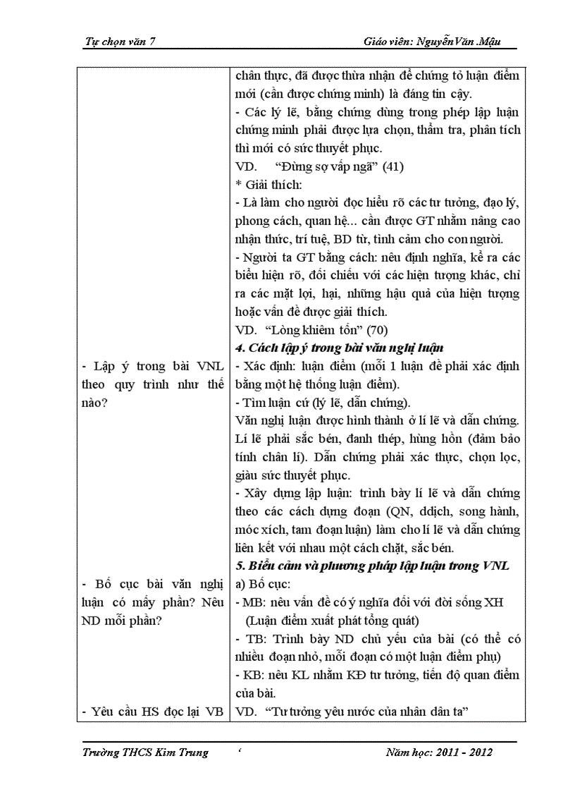 image for page Giáo án tự chọn Ngữ văn 7