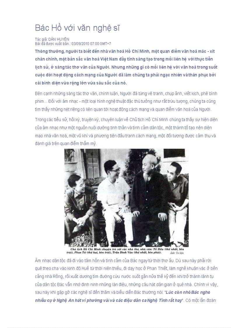 image for page Bác hồ với văn nghệ sĩ