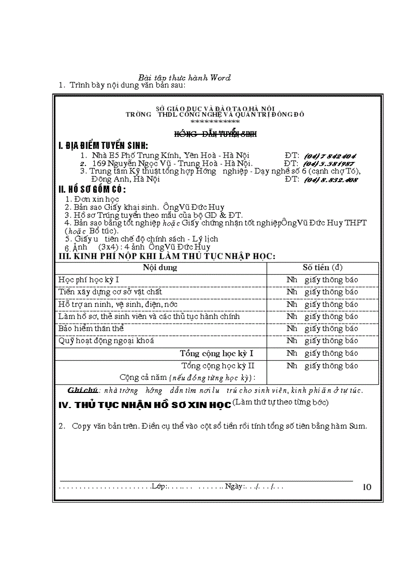 image for page Bai thuc hanh word