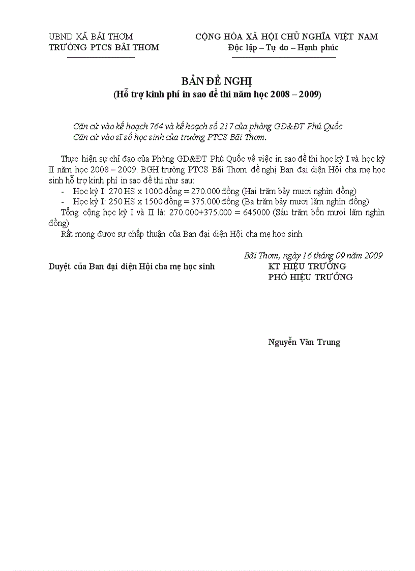 image for page Bản đề nghị hỗ trợ in sao đề thi