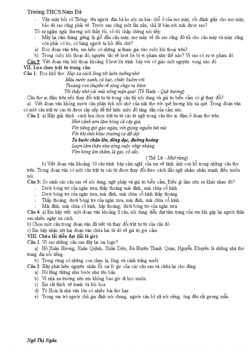 image for page Câu hỏi ôn tập hkii van 8