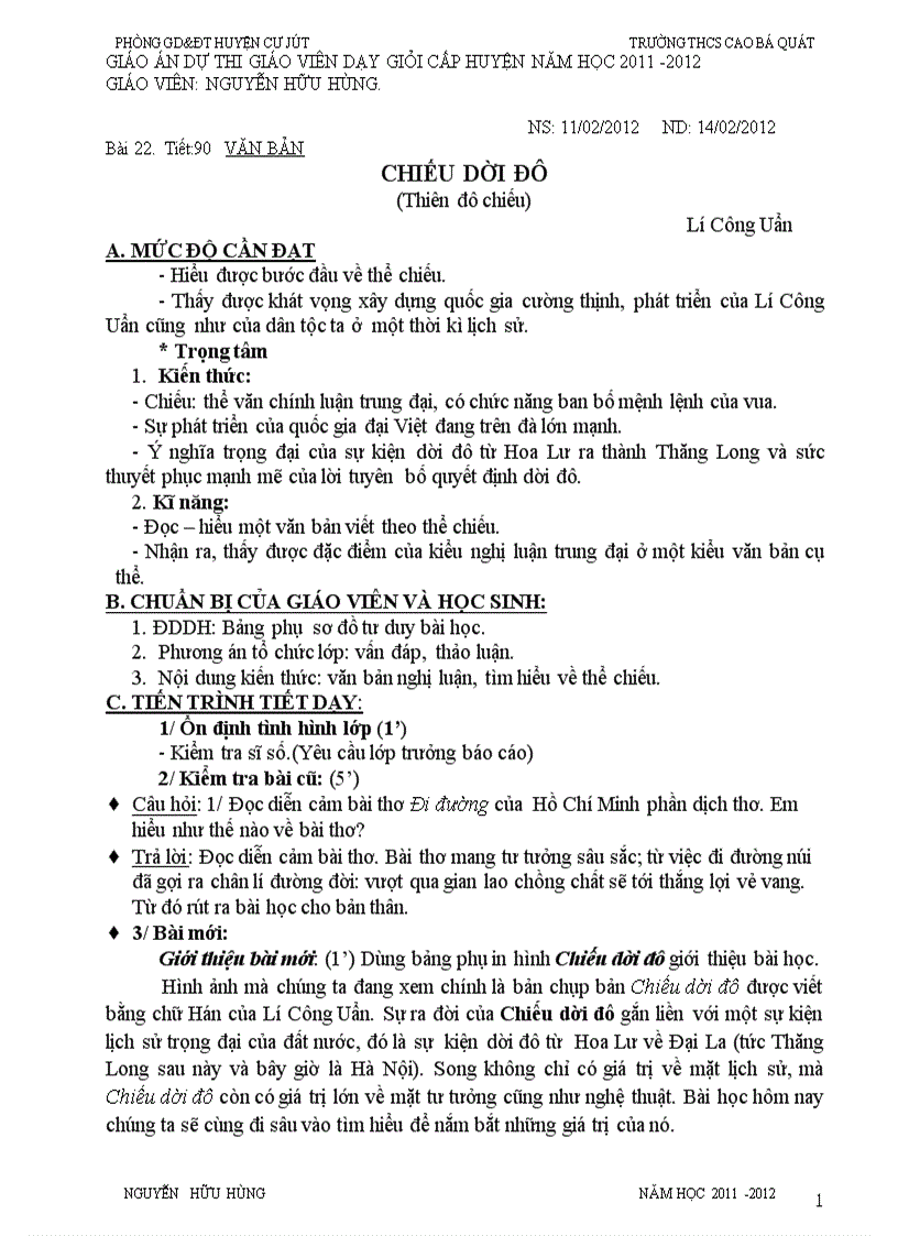 image for page Chiếu dời đô giáo án dự thi GV Giỏi cấp huyện 2012