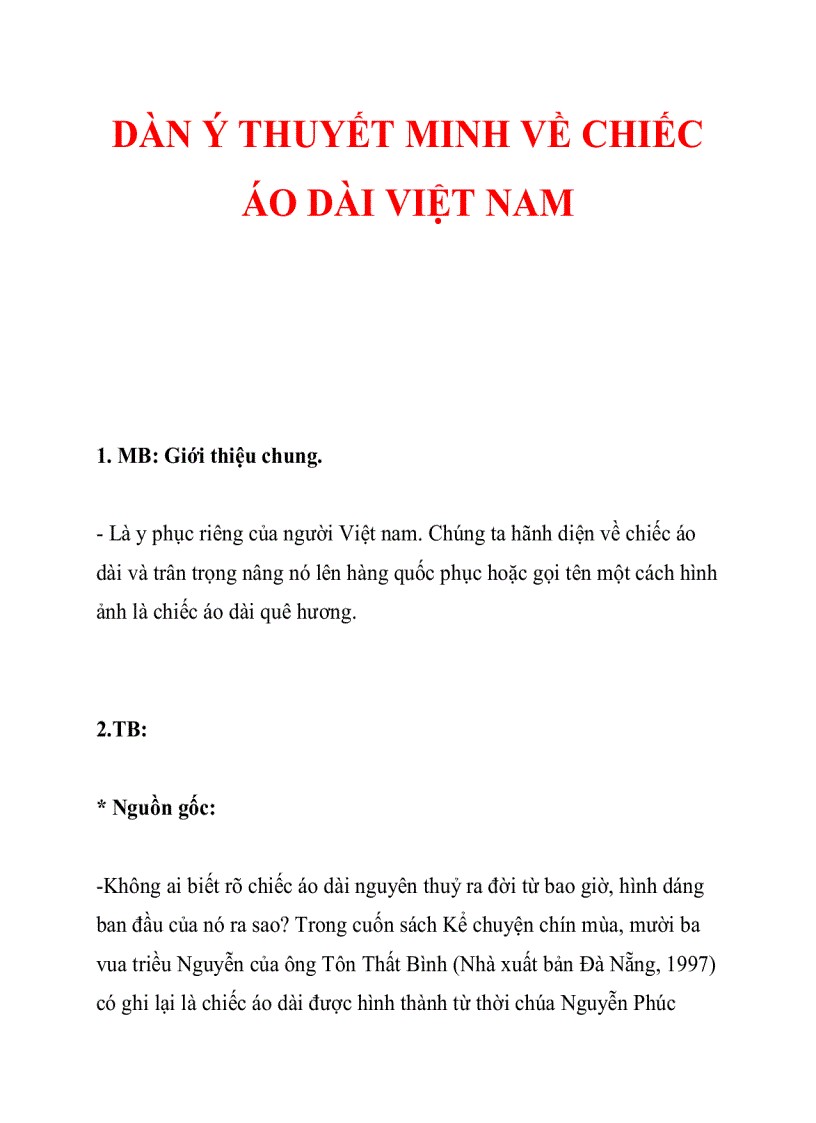 image for page Dàn ý thuyết minh về chiếc áo dài
