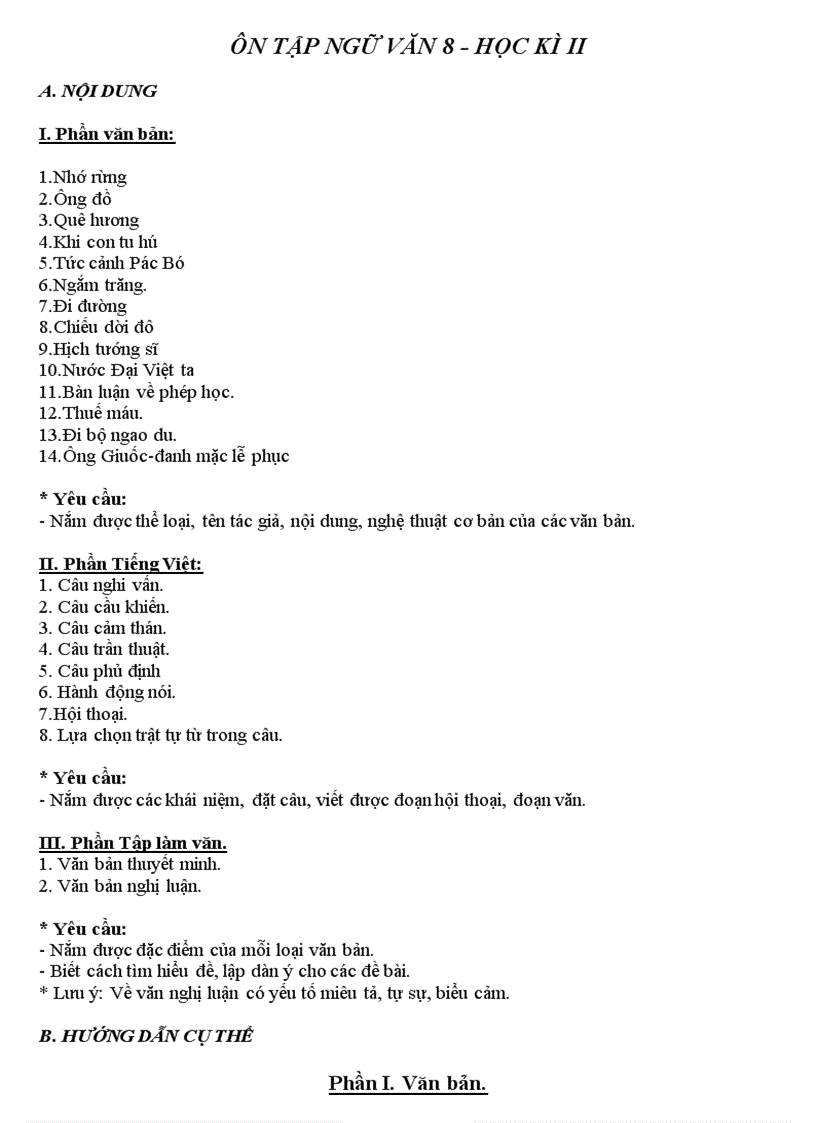 image for page Đề cương ôn tập ngữ văn 8 kì 2 chuẩn
