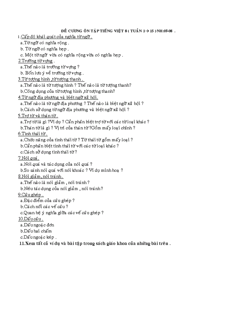 image for page Đè cương ôn tập Ngữ văn 8