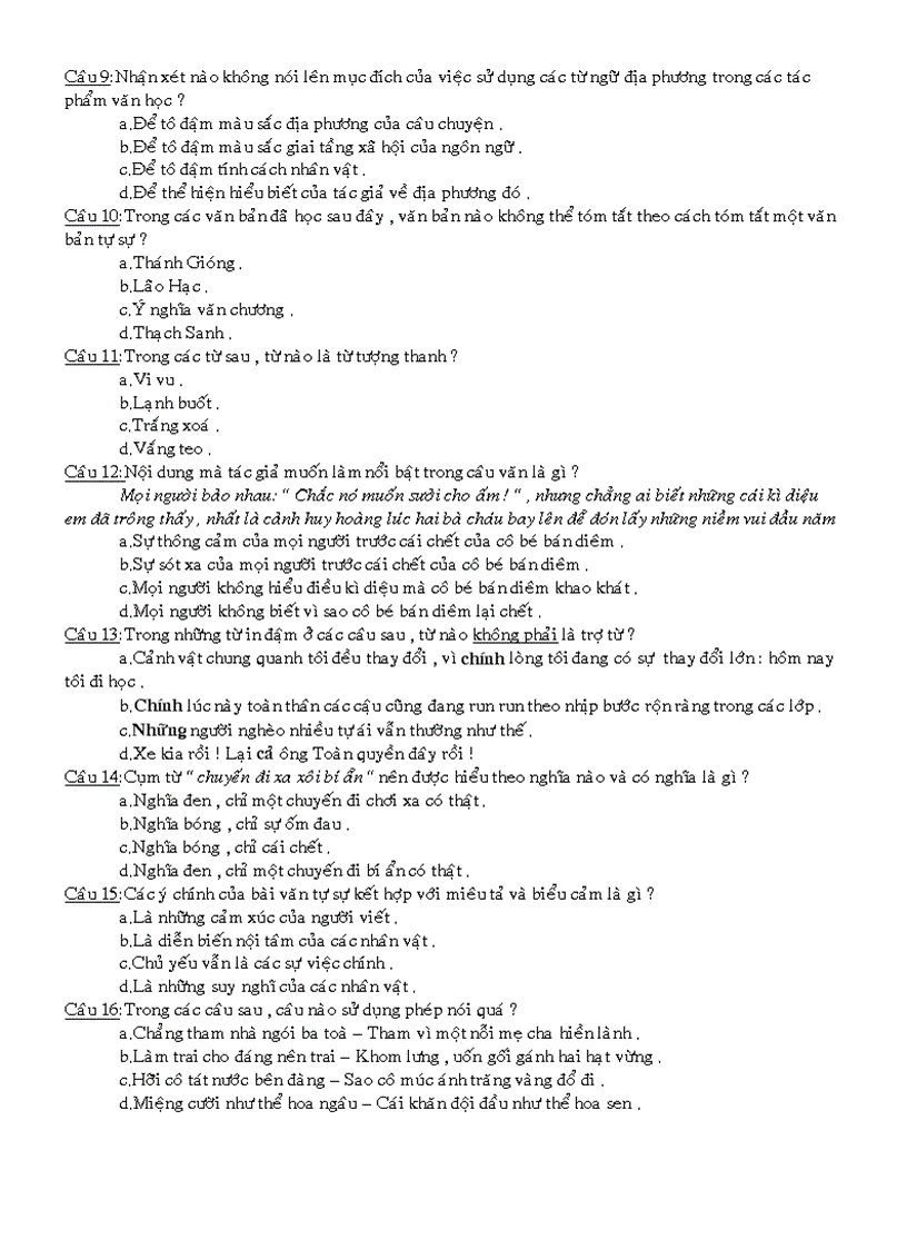 image for page Đè cương ôn tập Ngữ văn 8