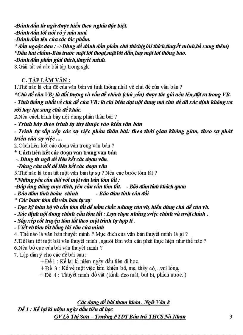 image for page Đề cương van 8 kỳ 1