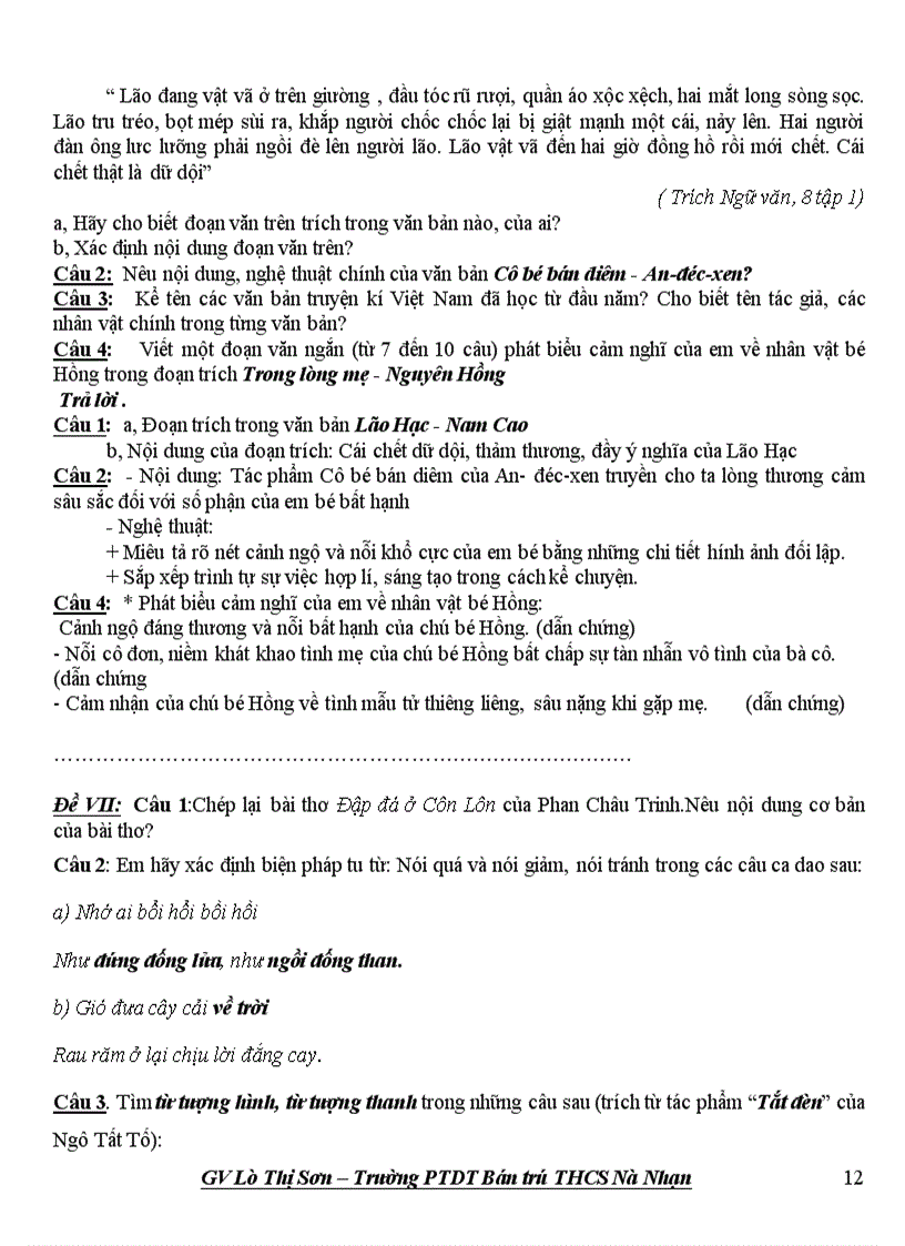 image for page Đề cương van 8 kỳ 1