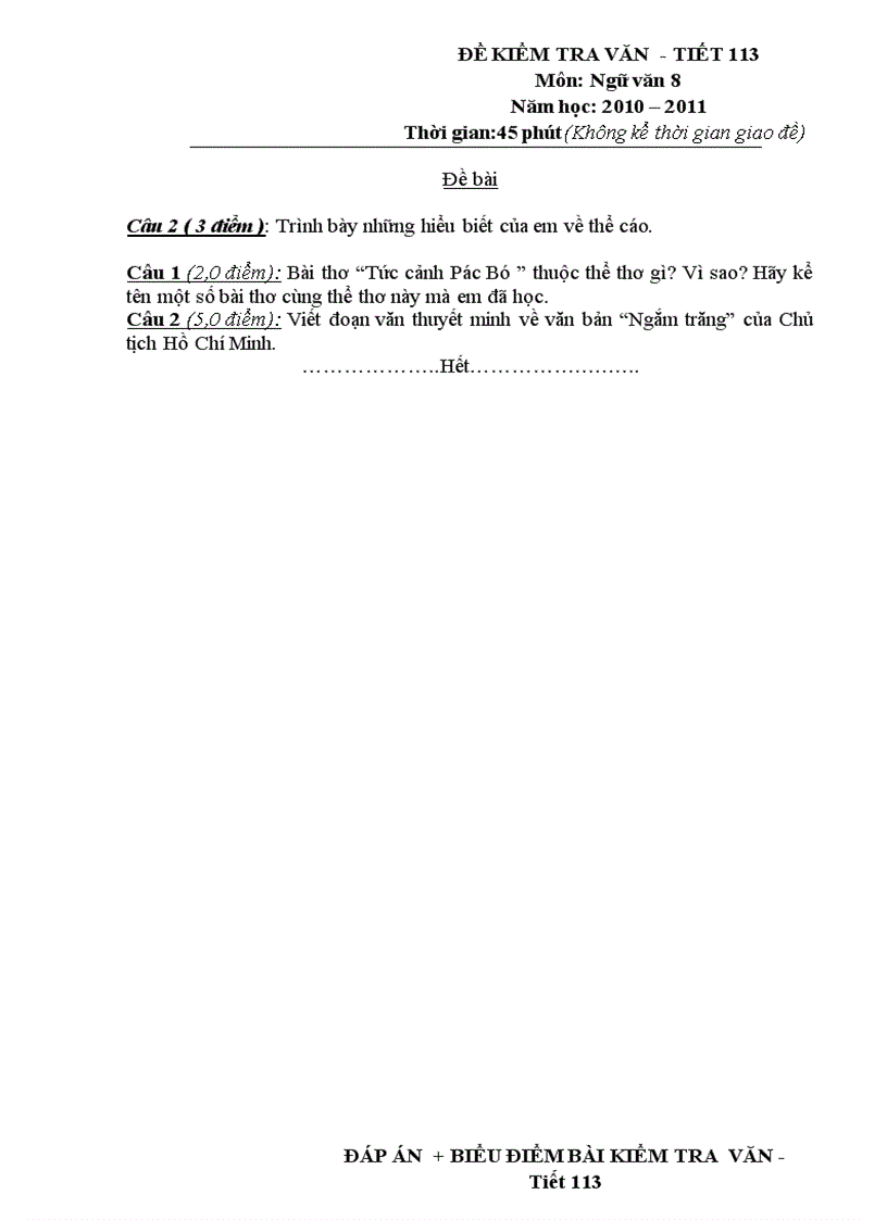 image for page Đề đáp án VĂN HỌC 8