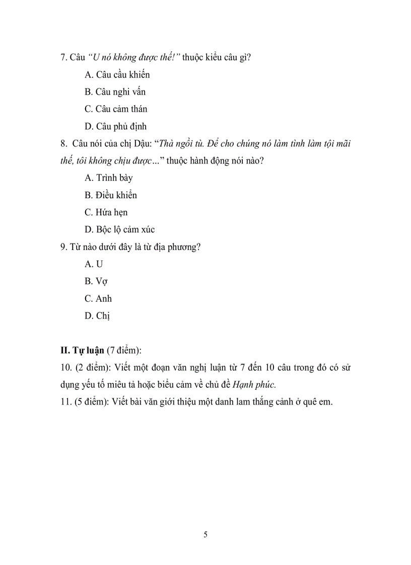 image for page Đề HKII Ngữ Văn 8 1