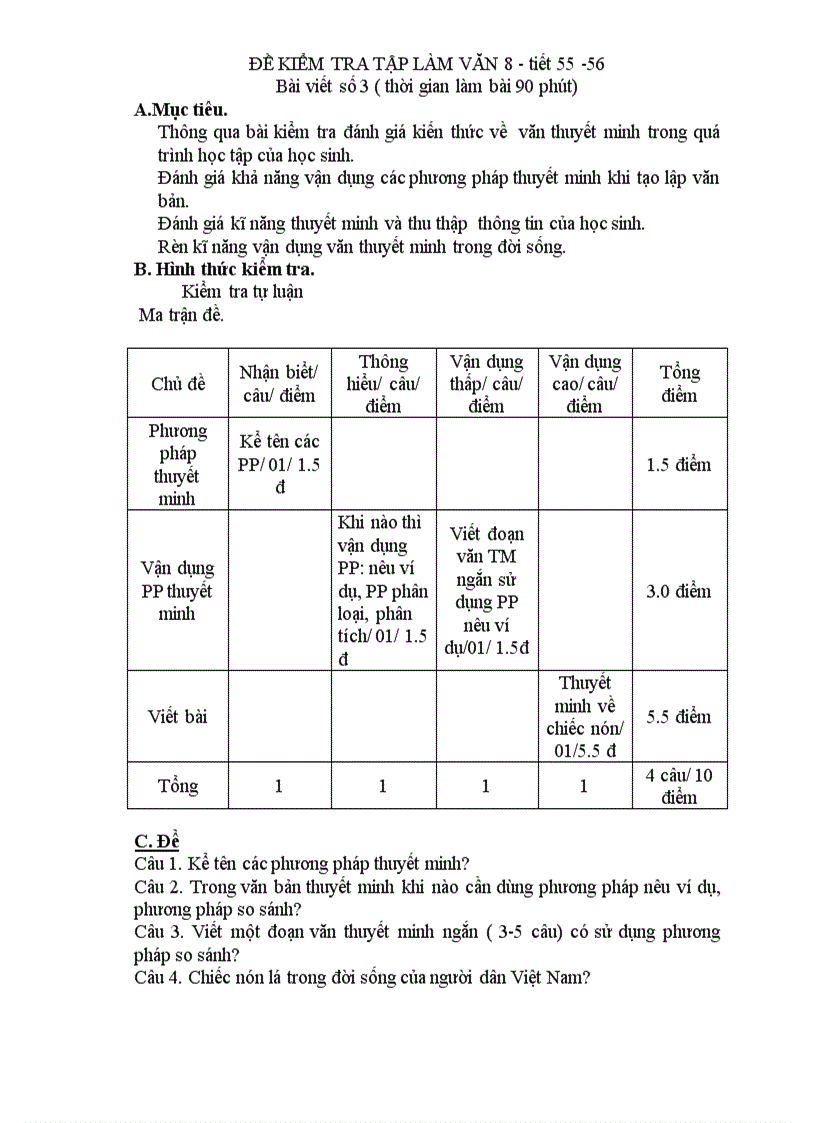 image for page Đề kiểm tra văn thuyết minh co ma trận