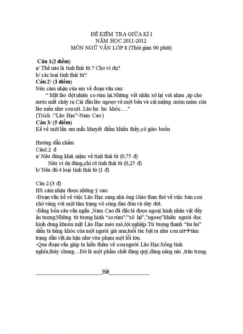 image for page Đề KT giữa HK I Ngữ văn 8 có đáp án