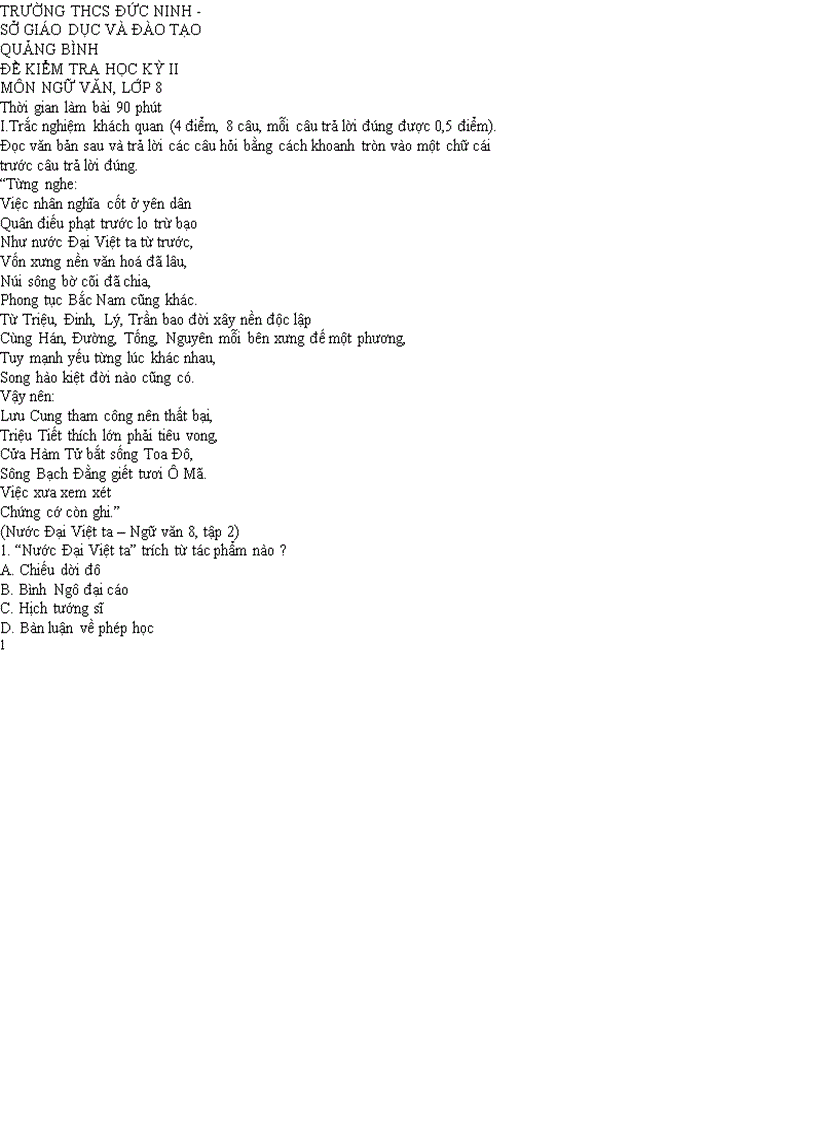 image for page Đề KT Học kì II Ngữ Văn 8 BGD 8