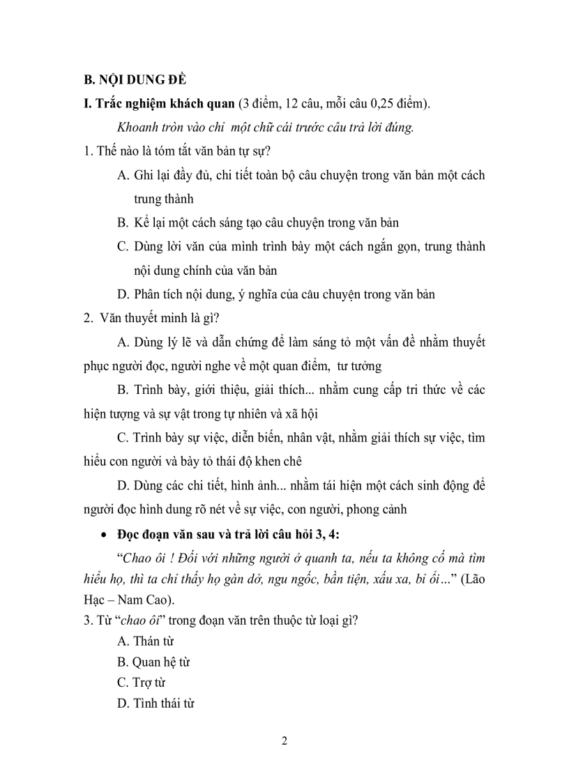 image for page Đề Thi HKI VĂN 8 đề 2