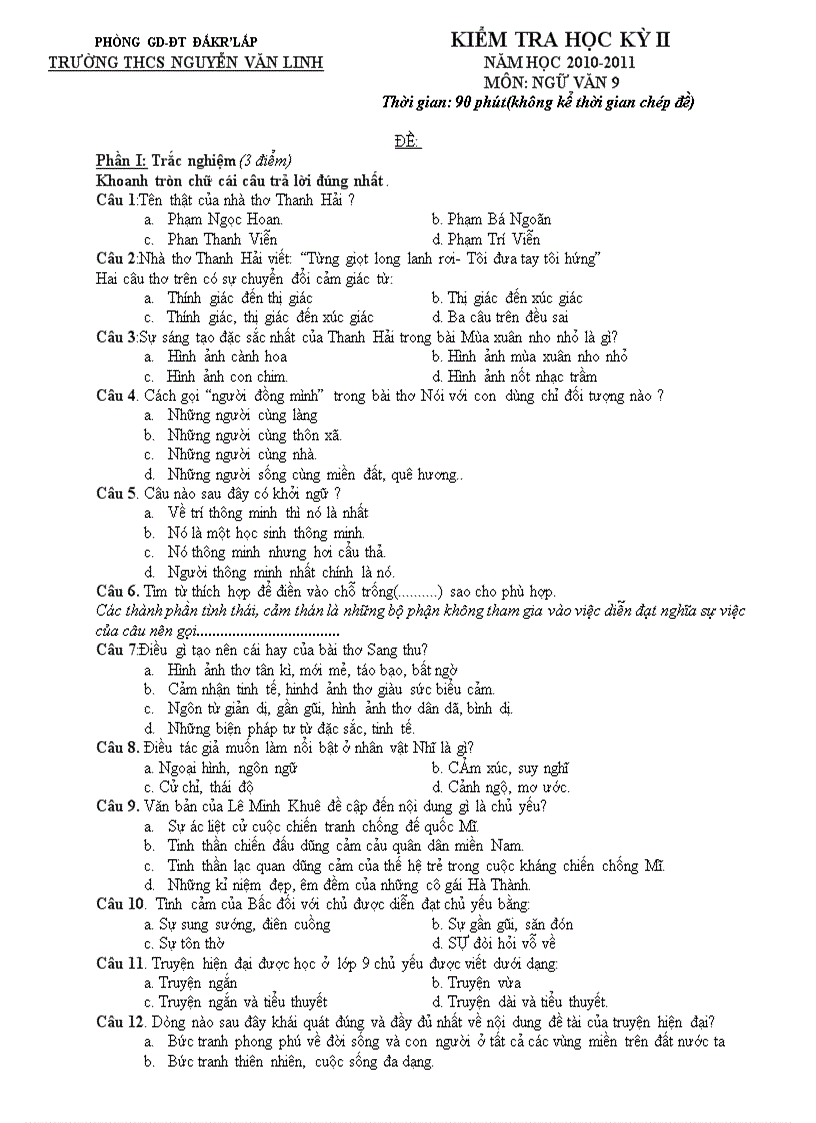 image for page Đề thi hkii ngữ văn 9 10 11