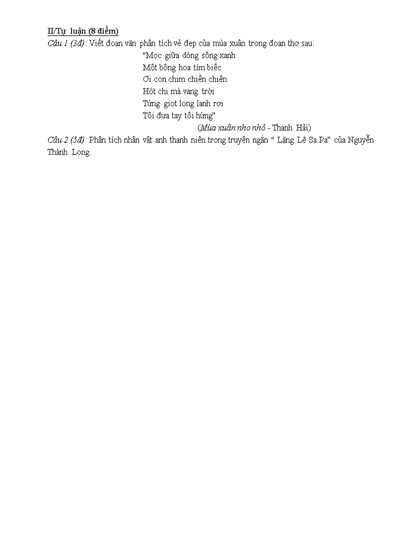 image for page Đề thi thử vào 10 môn ngữ văn 9