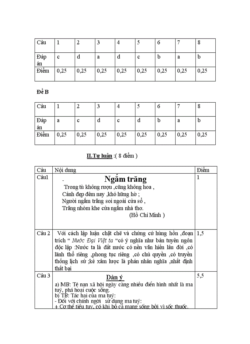 image for page Đề đáp án ma trận Kiểm tra HKII văn 8