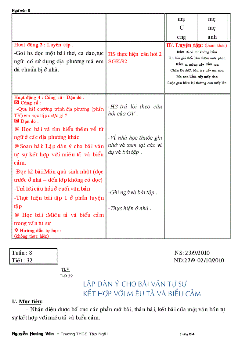 image for page Giáo án 8 10 tuần đầu theo chuẩn kiến thức
