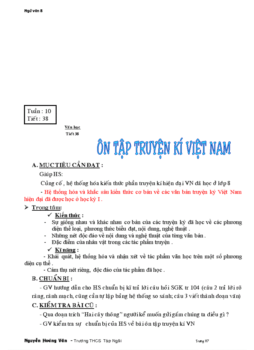 image for page Giáo án 8 từ tuần 1 đến tuần 8 theo chuẩn