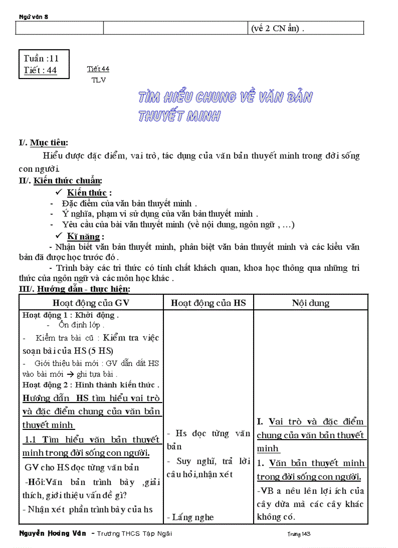 image for page Giáo án 8 tuần 11 đến 24 theo chuẩn mới nhất