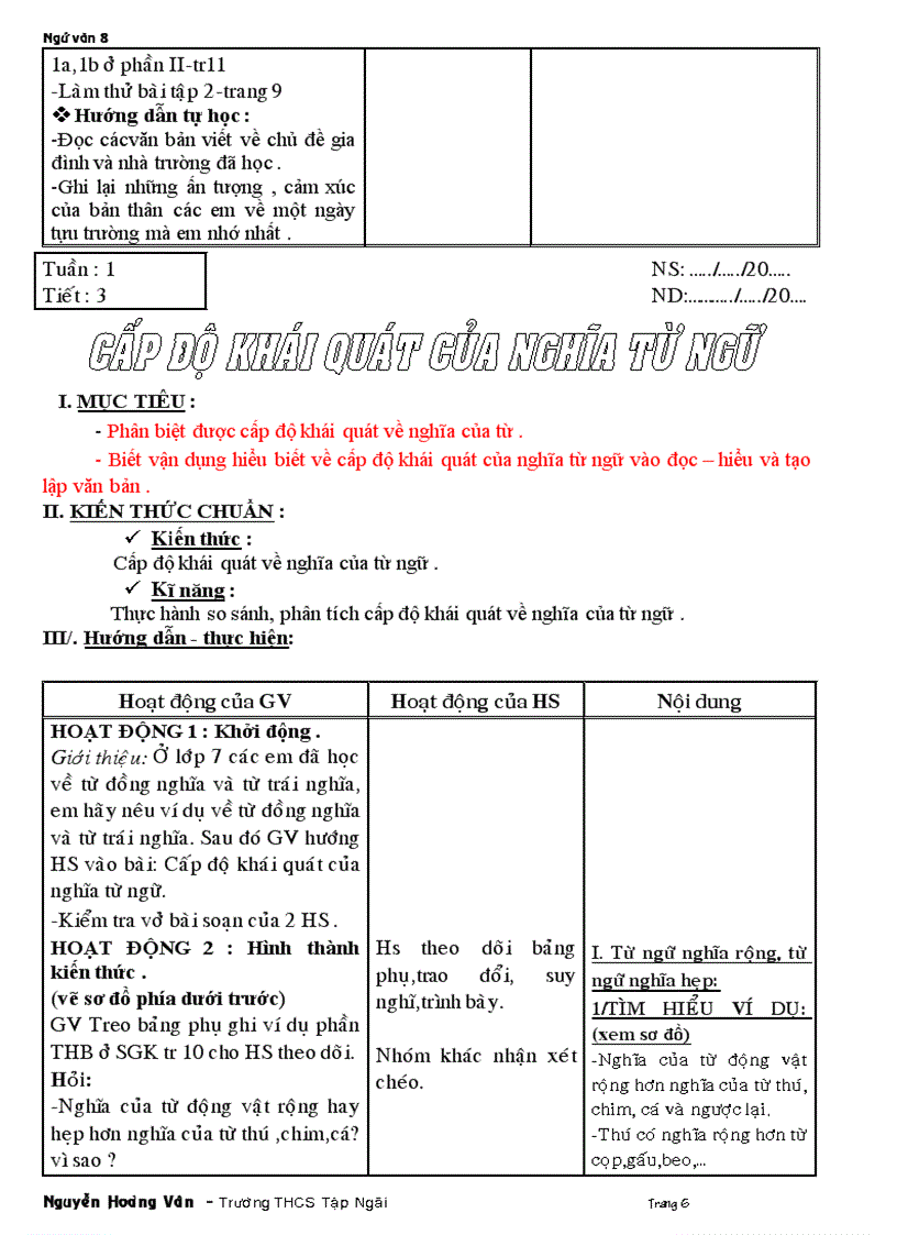 Giáo án 8 tuần 1 10 năm học 2011 2012