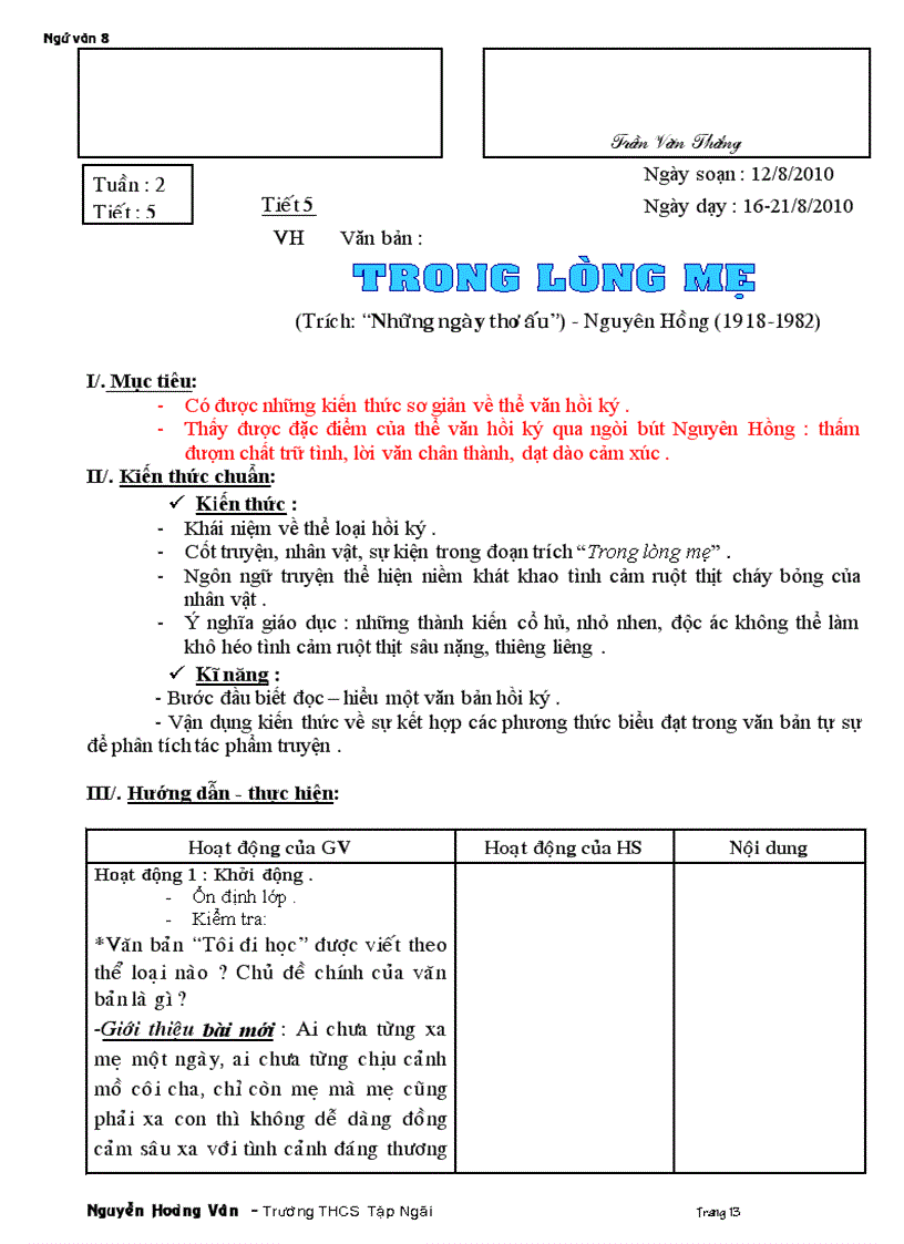 image for page Giáo án 8 tuần 1 10 năm học 2011 2012